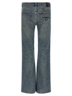 Blue Cotton Flared Jeans