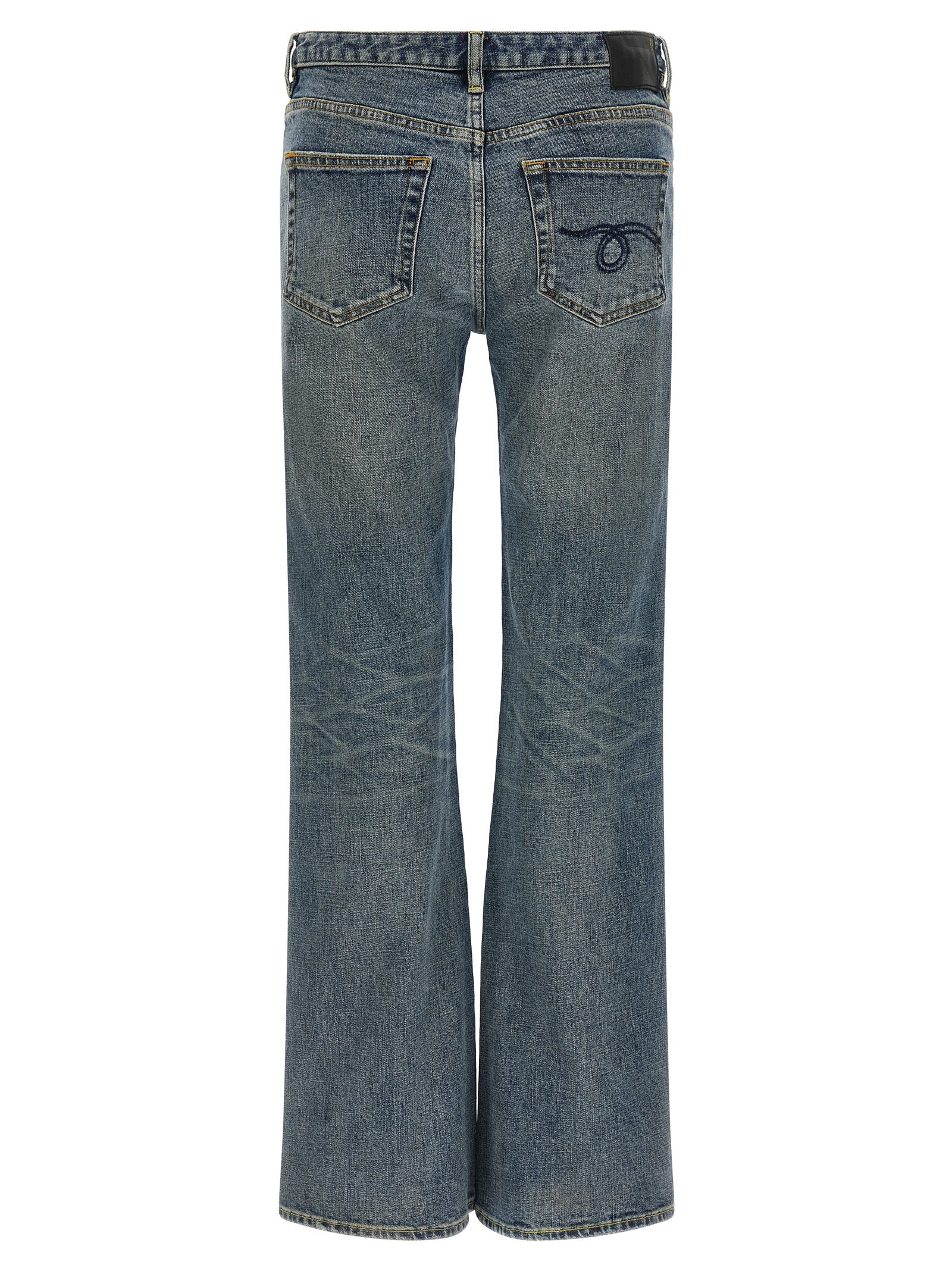 Blue Cotton Flared Jeans