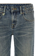 Blue Cotton Flared Jeans