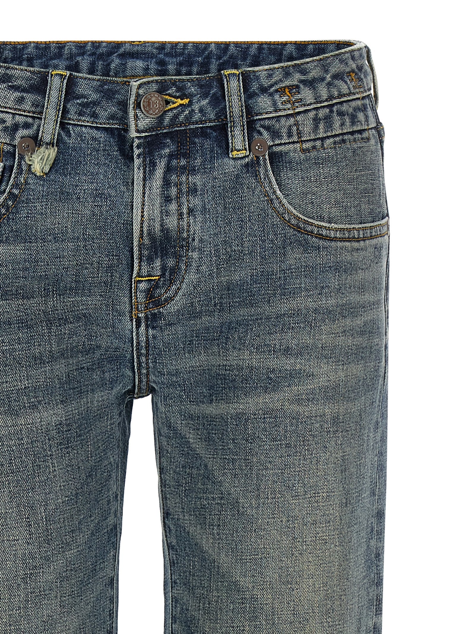 Blue Cotton Flared Jeans