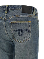 Blue Cotton Flared Jeans