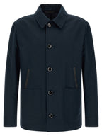 Brioni Blue Linen Full-Length Jacket