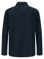 Brioni Blue Linen Full-Length Jacket