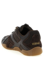 Versace Brown Calfskin Athletic Sneakers