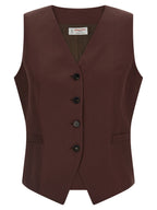 Alberto Biani Brown Viscose Sleeveless Jacket
