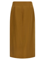 Alberto Biani Brown Viscose Midi Skirt