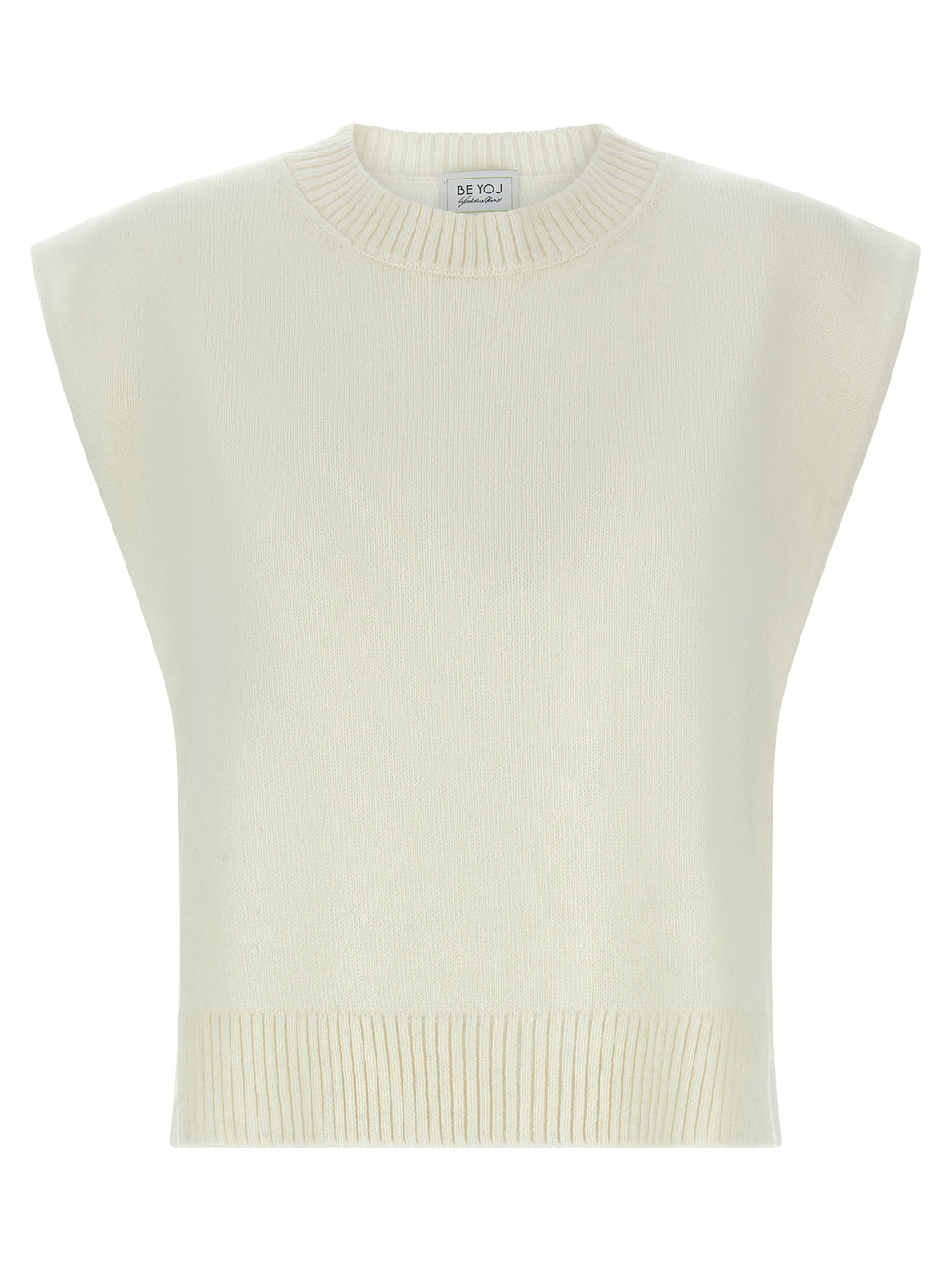 BE YOU White Cashmere Sleeveless Jacket