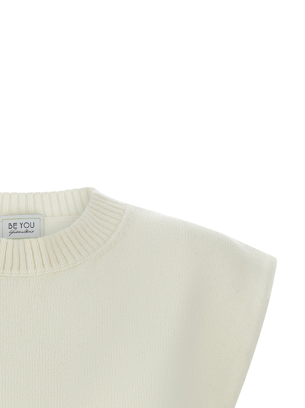 BE YOU White Cashmere Sleeveless Jacket