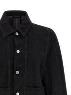 GIORGIO BRATO Black Suede Leather Leather Jacket