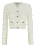 Self-Portrait White Viscose Cardigan