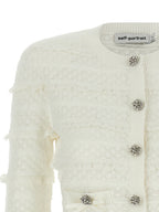 Self-Portrait White Viscose Cardigan