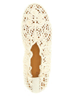 White Polyester Ballet Flats