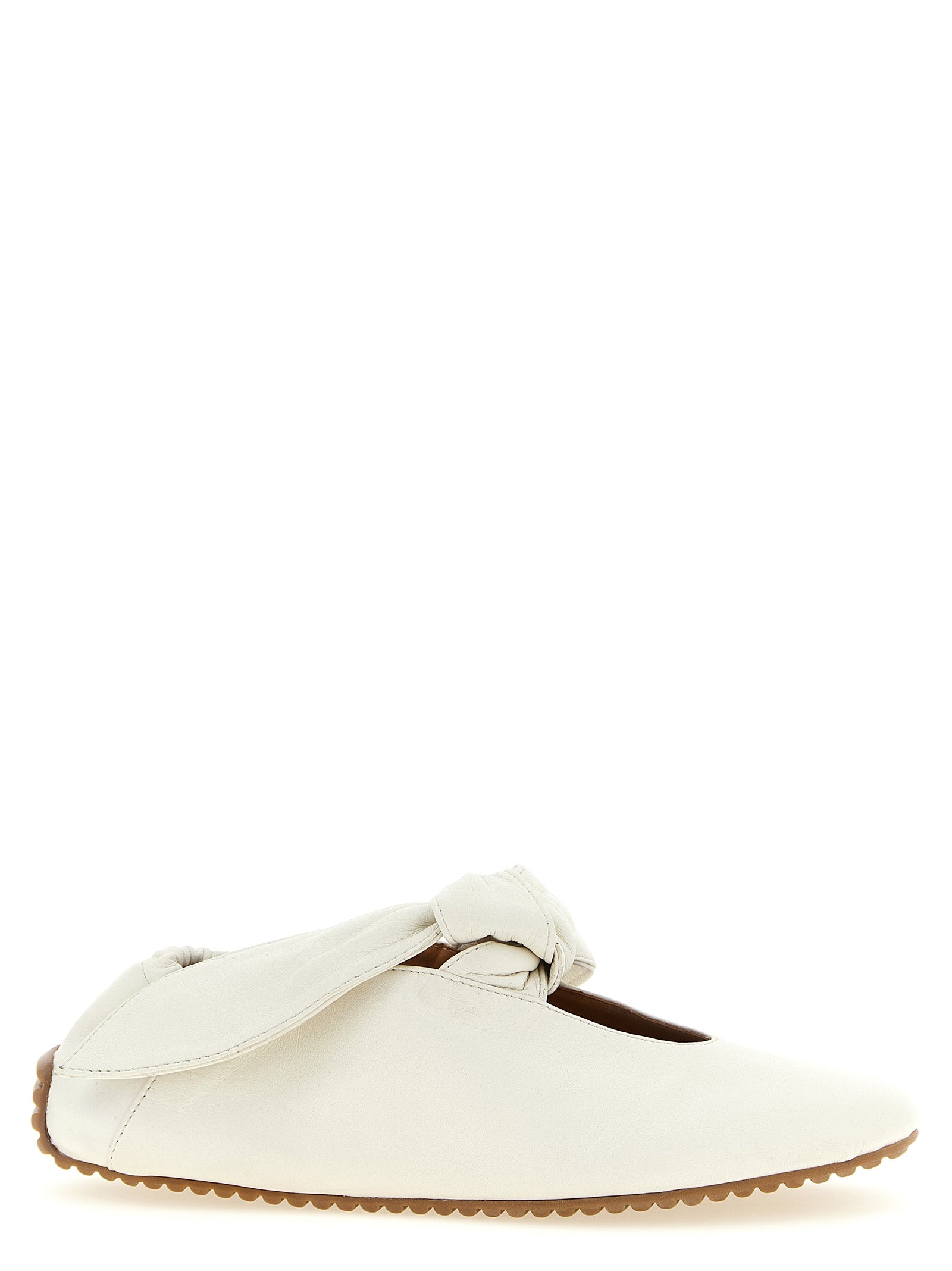 ODISSI White Lamb Leather Ballet Flats