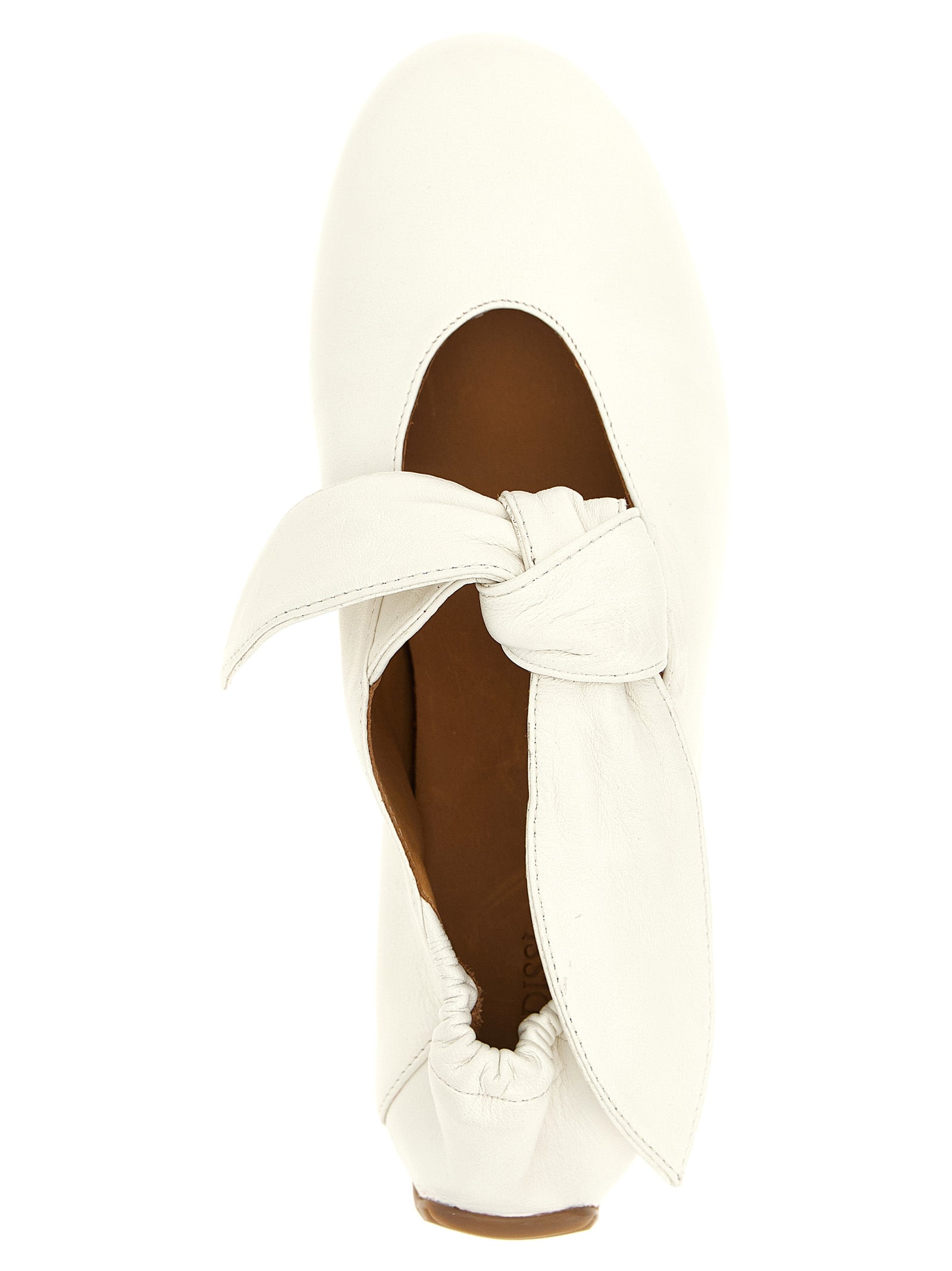 ODISSI White Lamb Leather Ballet Flats