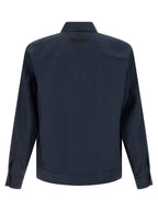Brioni Blue Linen Full-Length Jacket