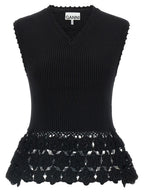 Ganni Black Organic Cotton Sleeveless Jacket
