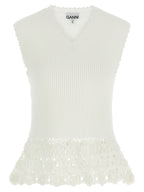 Ganni White Organic Cotton Sleeveless Jacket