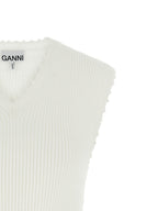 Ganni White Organic Cotton Sleeveless Jacket