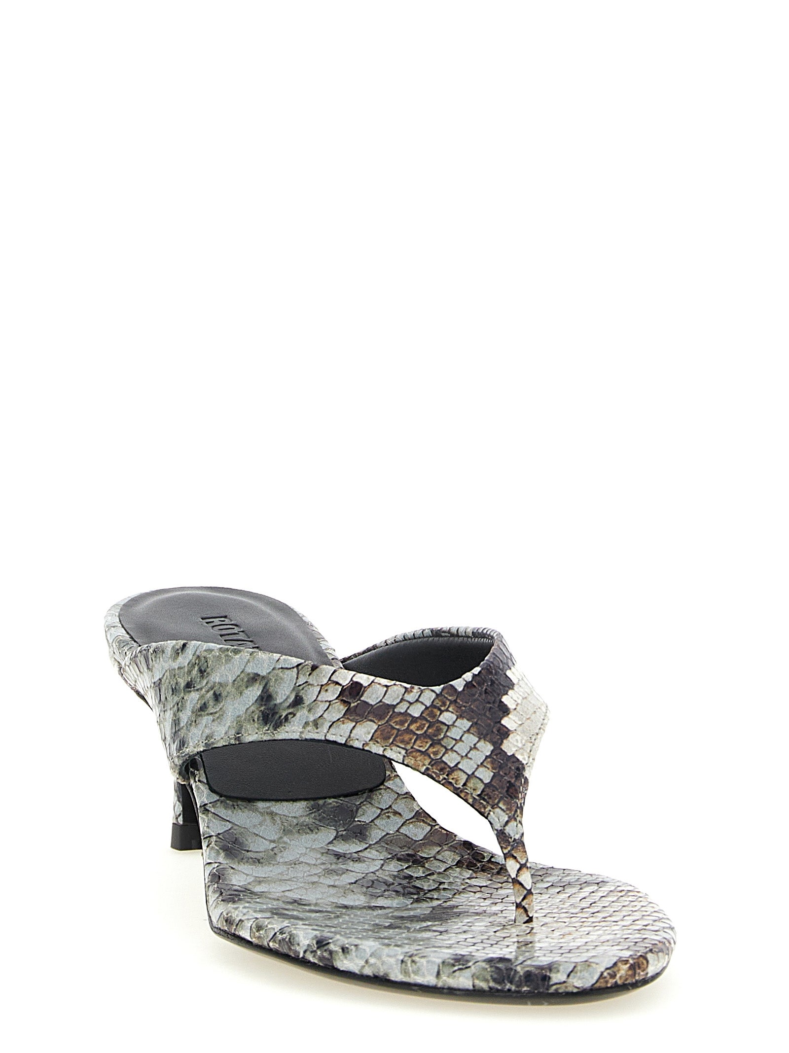 Gray Calfskin Flip-Flop Sandals
