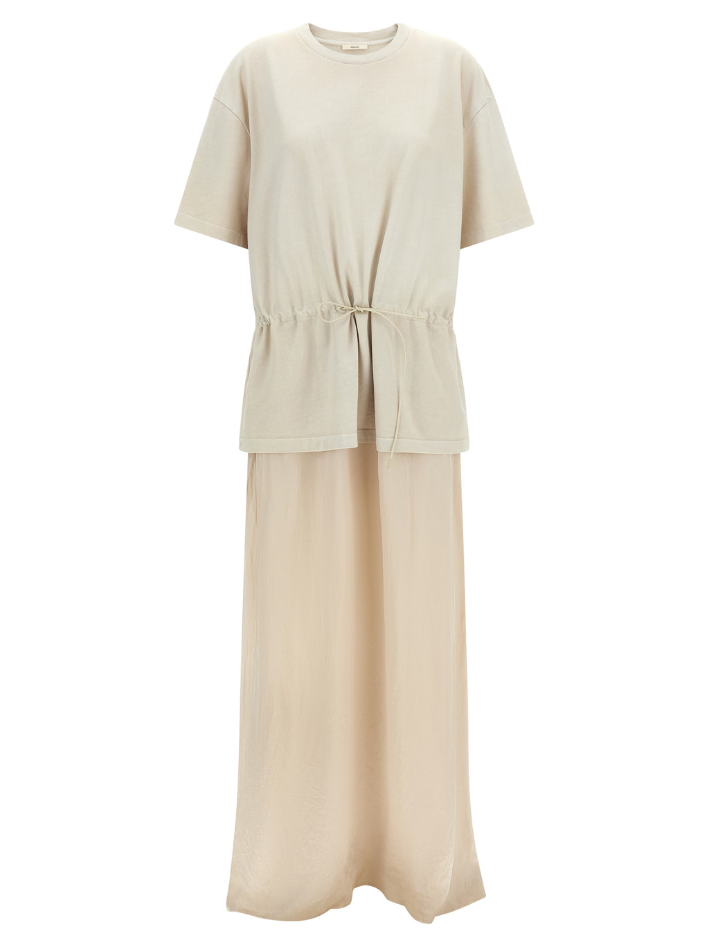 Beiges langes Baumwollkleid