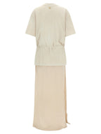Beiges langes Baumwollkleid
