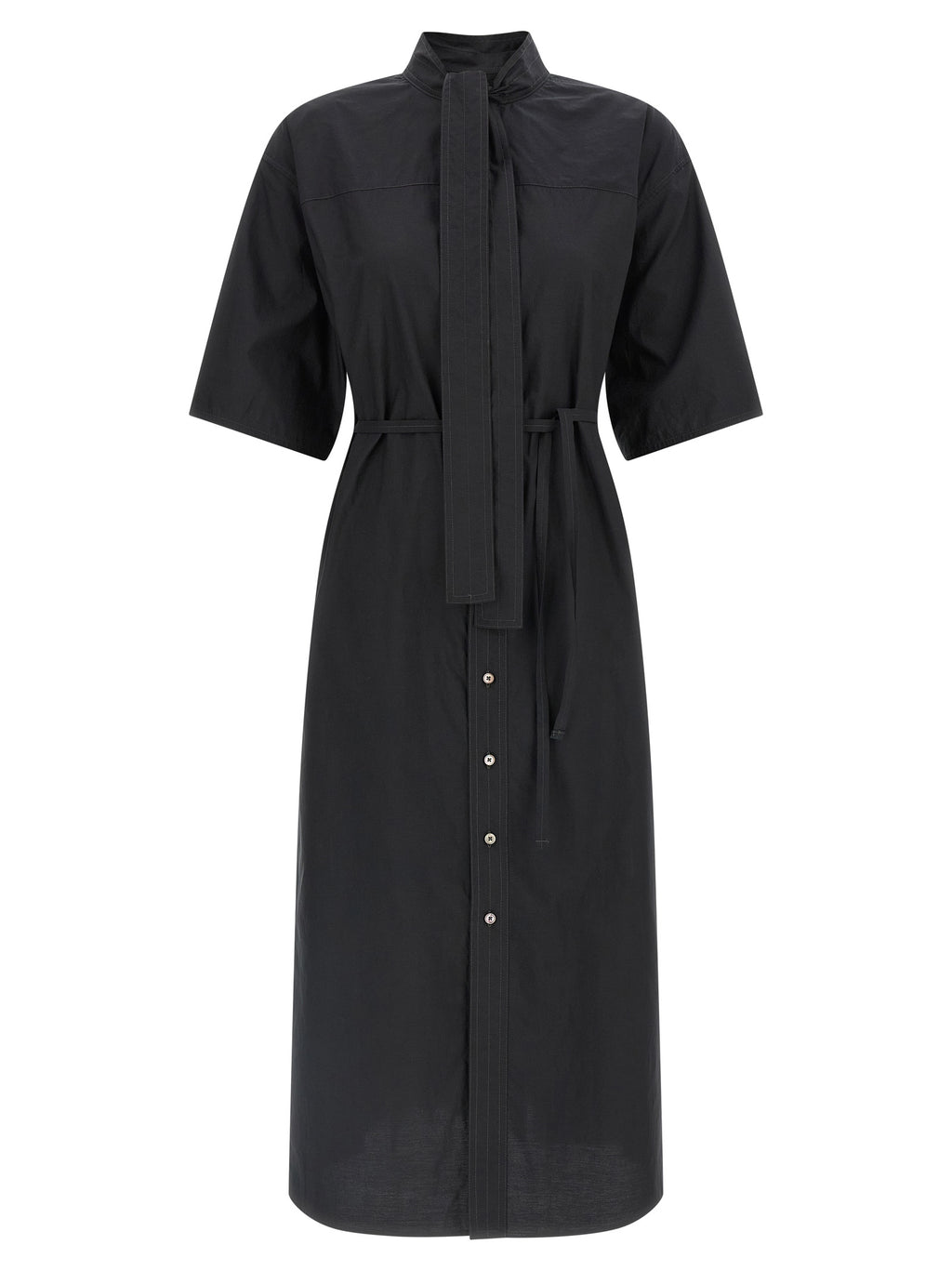 Schwarzes Midikleid aus Baumwolle
