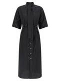 Schwarzes Midikleid aus Baumwolle