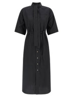 Schwarzes Midikleid aus Baumwolle