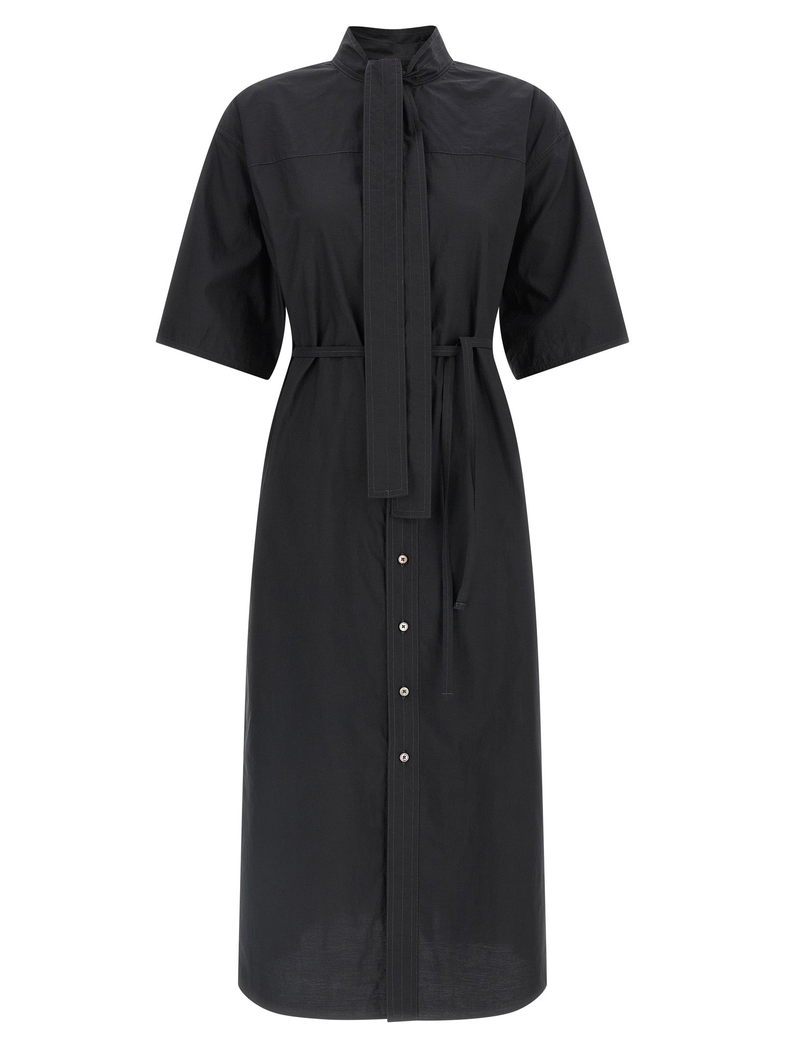 Schwarzes Midikleid aus Baumwolle