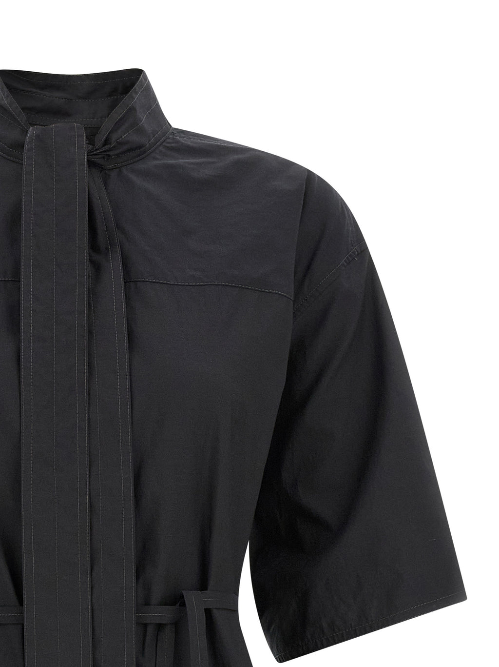 Schwarzes Midikleid aus Baumwolle