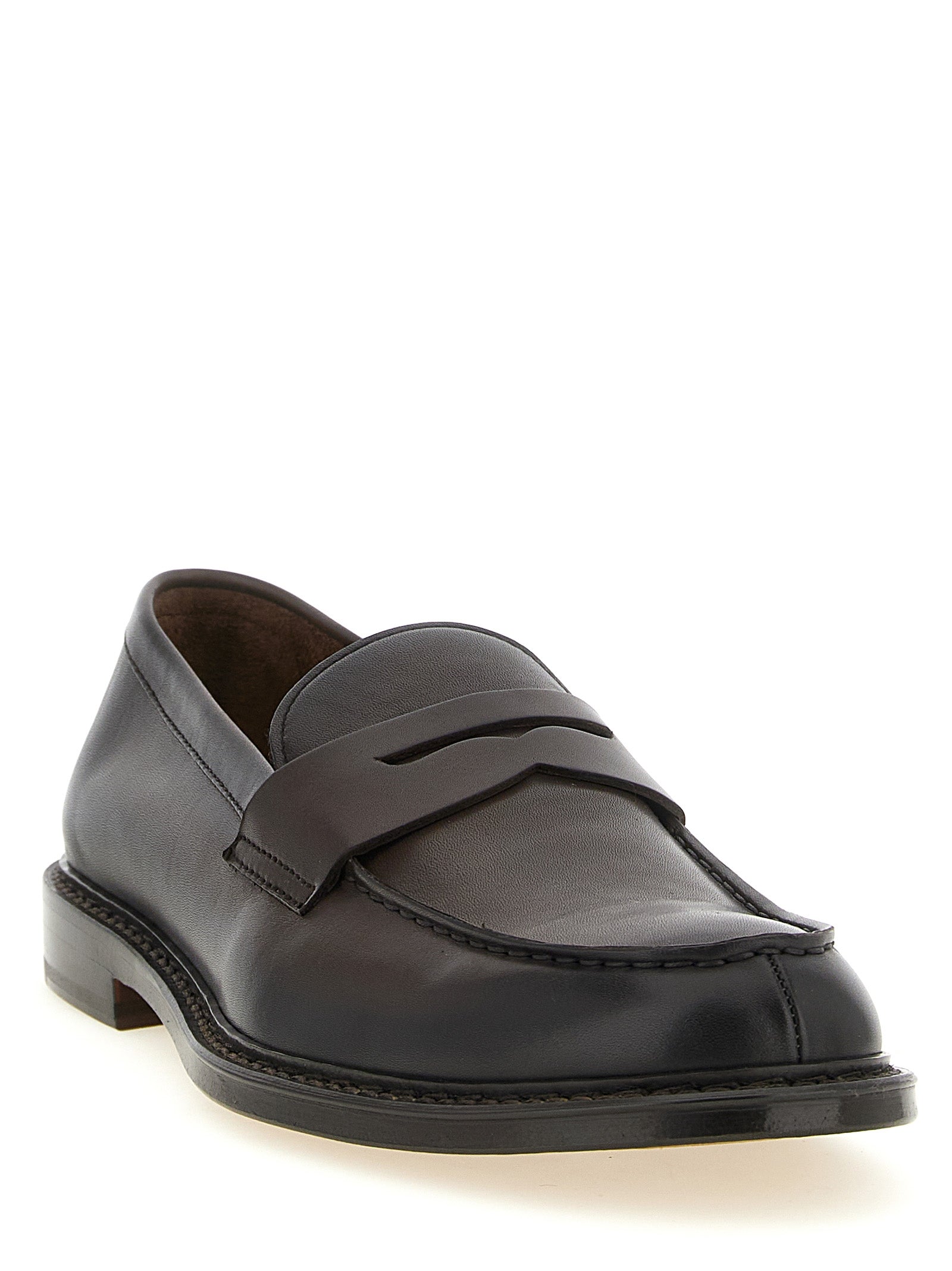 Brown Calfskin Slip-On Loafers