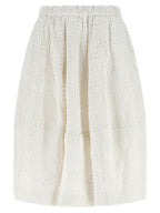 White Cotton Midi Skirt