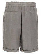 Brunello Cucinelli Gray Linen Bermuda Shorts