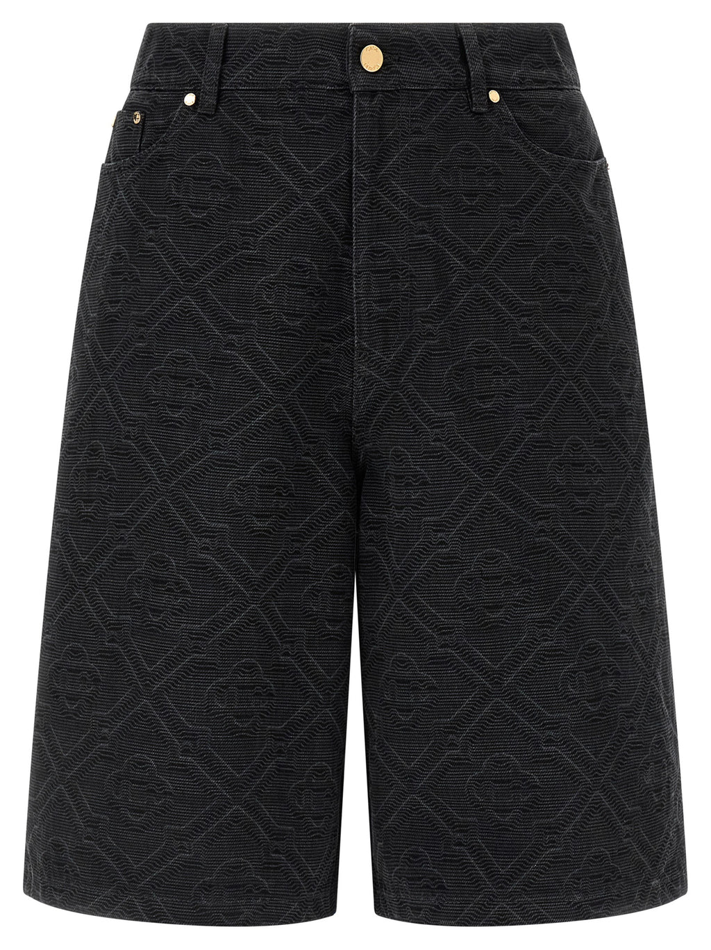 Black Cotton Bermuda Shorts