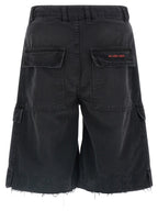 44 Label Group Black Cotton Bermuda Shorts