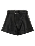 Sportmax Black Lamb Leather Bermuda Shorts