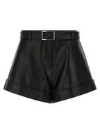 Sportmax Black Lamb Leather Bermuda Shorts