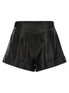 Sportmax Black Lamb Leather Bermuda Shorts