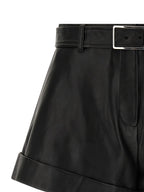 Sportmax Black Lamb Leather Bermuda Shorts