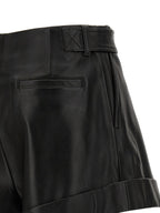 Sportmax Black Lamb Leather Bermuda Shorts