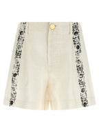 Alberta Ferretti Bicolor Linen Bermuda Shorts