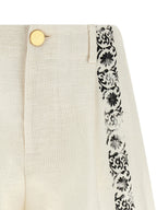 Alberta Ferretti Bicolor Linen Bermuda Shorts