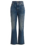 Blue Cotton Flared Jeans