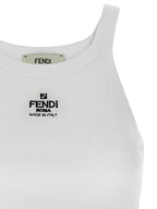 Fendi White Cotton Sleeveles T-Shirt