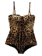 Brown Polyamide One-Piece Swimsuit
