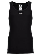 Versace Black Cotton Sleeveles T-Shirt