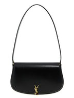 Schultertasche aus schwarzem Kalbsleder