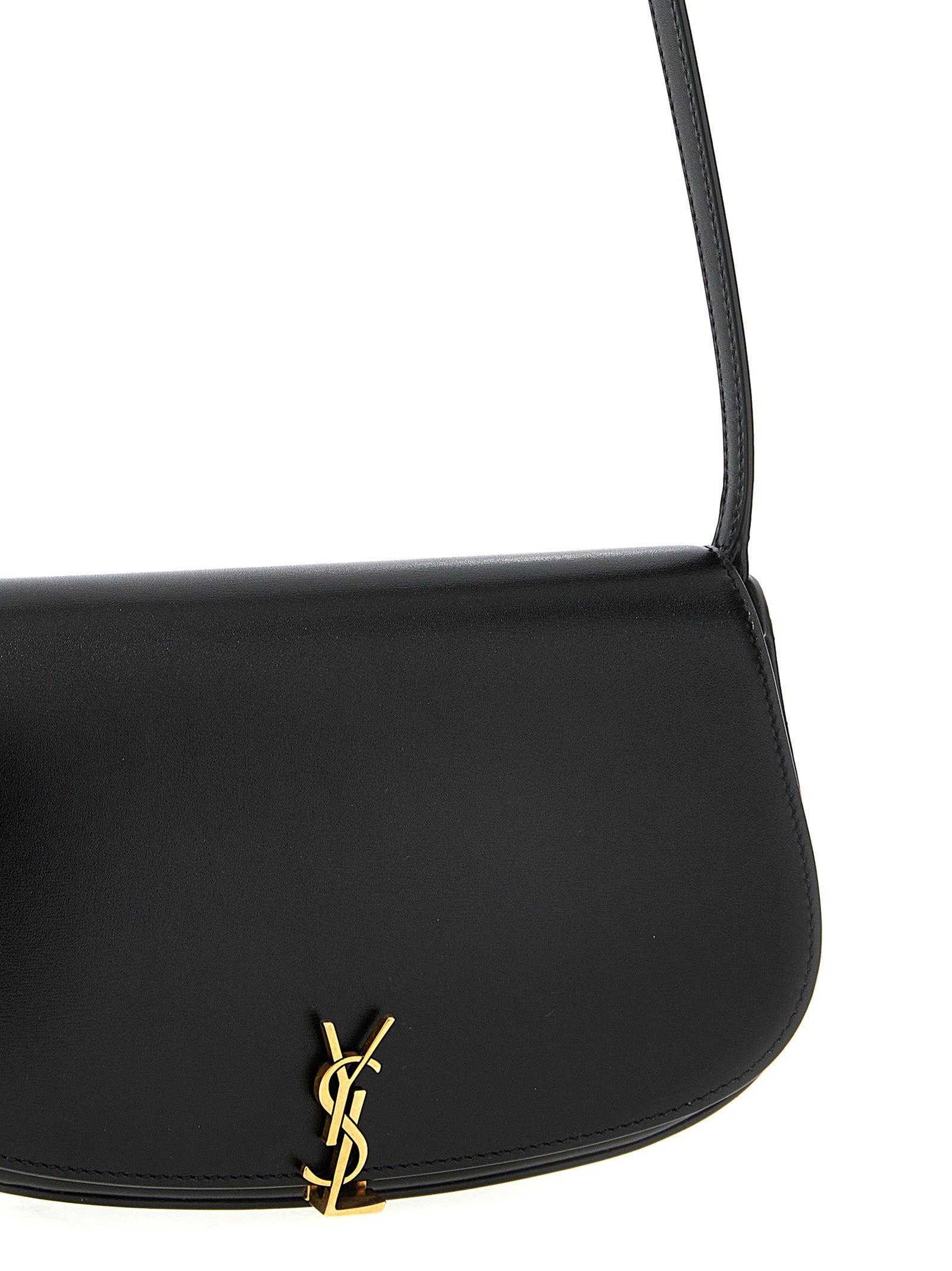 Schultertasche aus schwarzem Kalbsleder