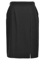 Dolce & Gabbana Black Virgin Wool Midi Skirt