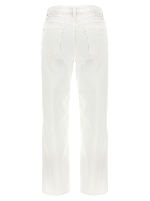 7 For All Mankind White Cotton High-Waisted Jean